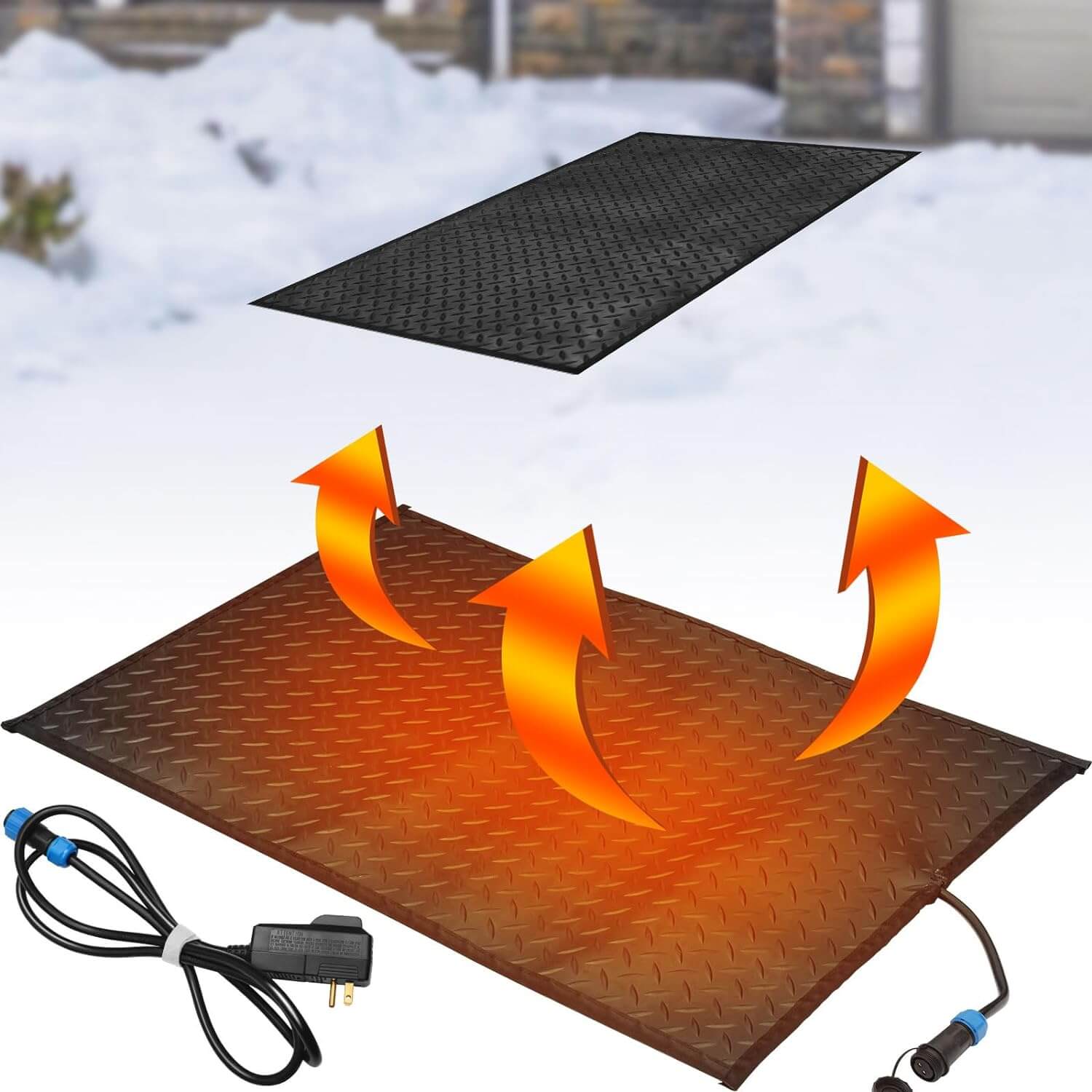 Heated Snow Melting Walkway Mat, 10 x 30 Non Slip Rubber Heated