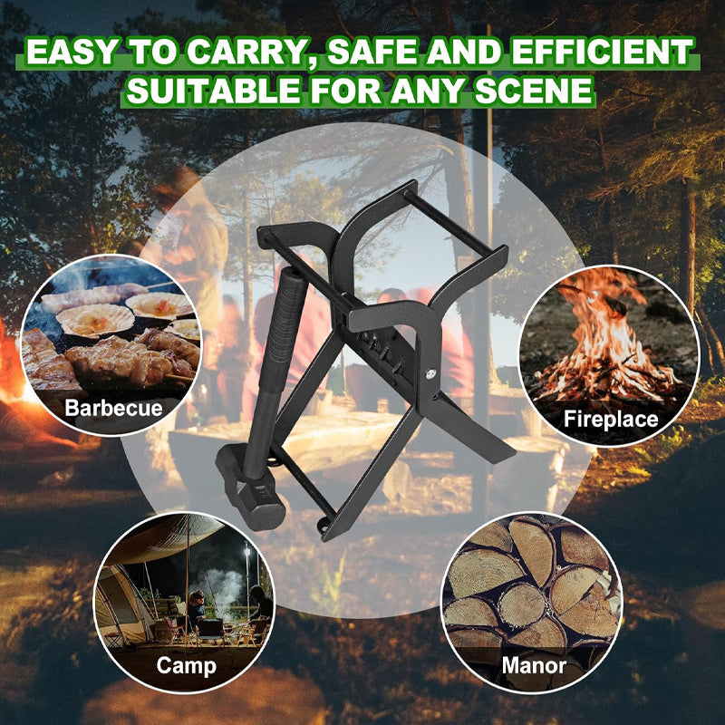 Our new log splitting tool makes you stop swinging a sharp axe and heavy hammer just to make kindling. We upgraded the opened design to Y-shaped, can hold a longer and thicker log. Faster, less effort, safer than using an axe. This is also a great gift to make log splitting safer for your family.