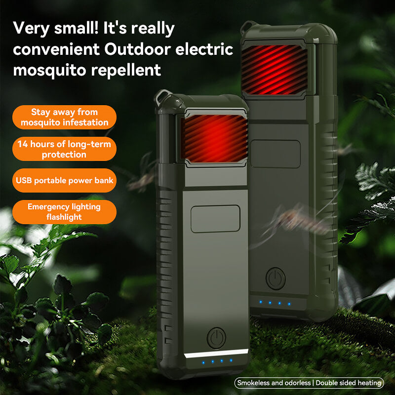 Are pesky mosquitoes ruining your outdoor adventures? Say goodbye to those itchy bites with our innovative Portable Heating Mosquito Repellent, 3 in 1 function, as a mosquito repellent, as power bank or a flashlight - your ultimate travel companion!