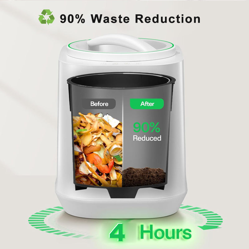 Uses high-temp drying, grinding, and cooling to turn food scraps into nutrient-rich compost in just 4 hours. Cut your waste by up to 90%, no need to pay high waste disposal fees, lower disposal costs, and minimize your carbon footprint.