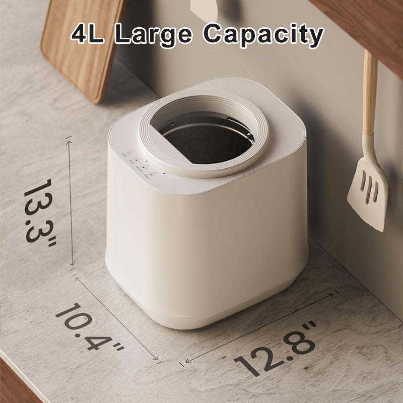 4L large capacity, more than other the 2L-3L composters on the market, enough for daily garbage disposal for a large family. Increase the capacity without increasing the volume, saving more space, making it an ideal addition to any modern kitchen.