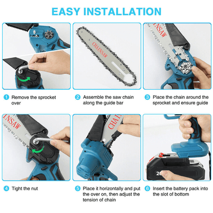 4"/6" Cordless Wood Cutter Chainsaw with 2x Power Batteries