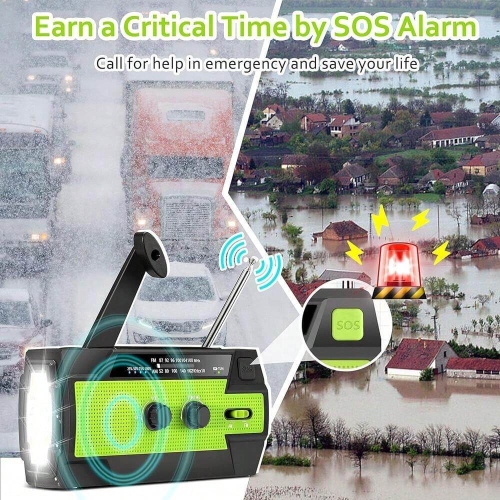 When you have a critical situation, press for 2s the "SOS"button and the decibel alarm sounds (≥80dB in 1m) for your safety escort. Call by this radio for help in emergency and save your life!