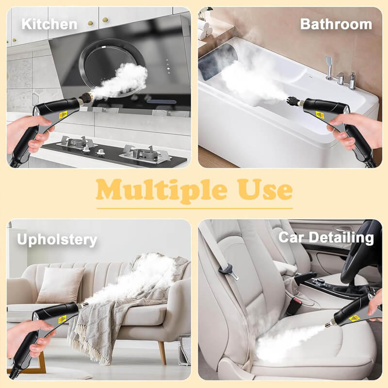 Natural deep cleaning with steam, without any irritating chemicals to remove dirt, avoiding the harm of chemical agents to the human body. Widely used in kitchens, bathrooms, furniture, cars, heavy machinery, etc.