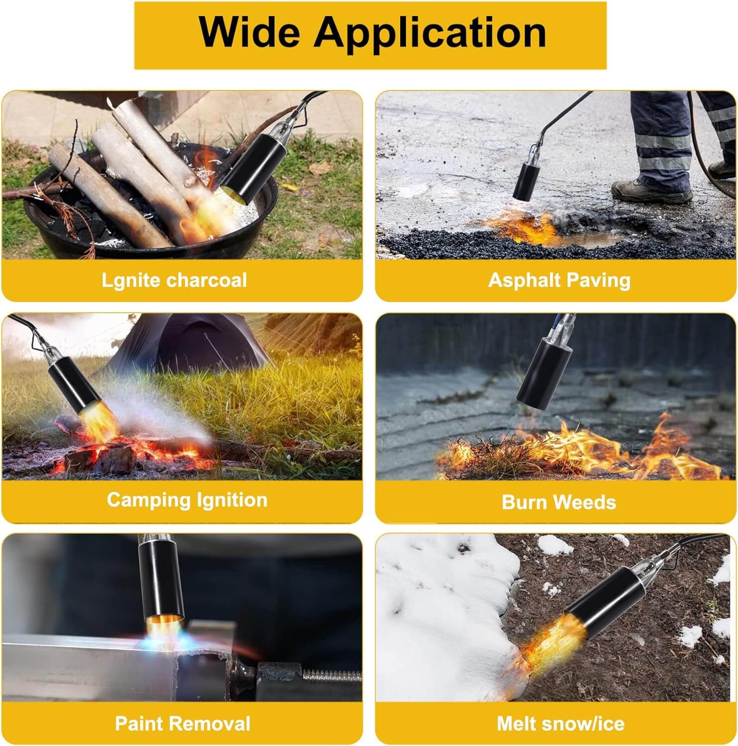 More than just weeding, this versatile tool excels at melting snow and ice, erasing parking lot markings, removing animal fur, thawing frozen pipes, removing paint, melting tar and asphalt, conducting roof repairs, and enhancing woodworking projects and so on.