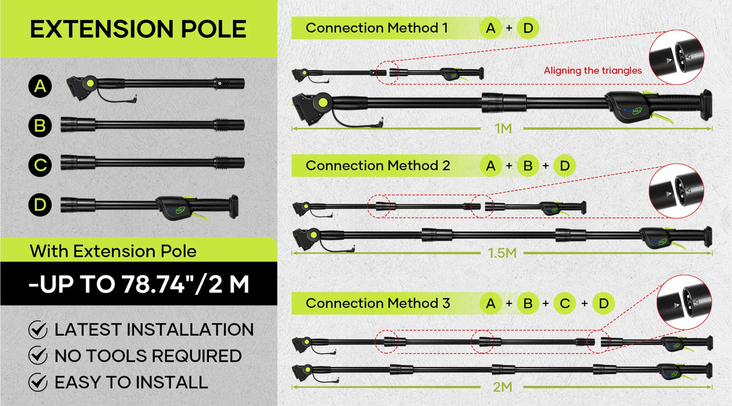 Extension Pole with Multiple Adjustable Lengths